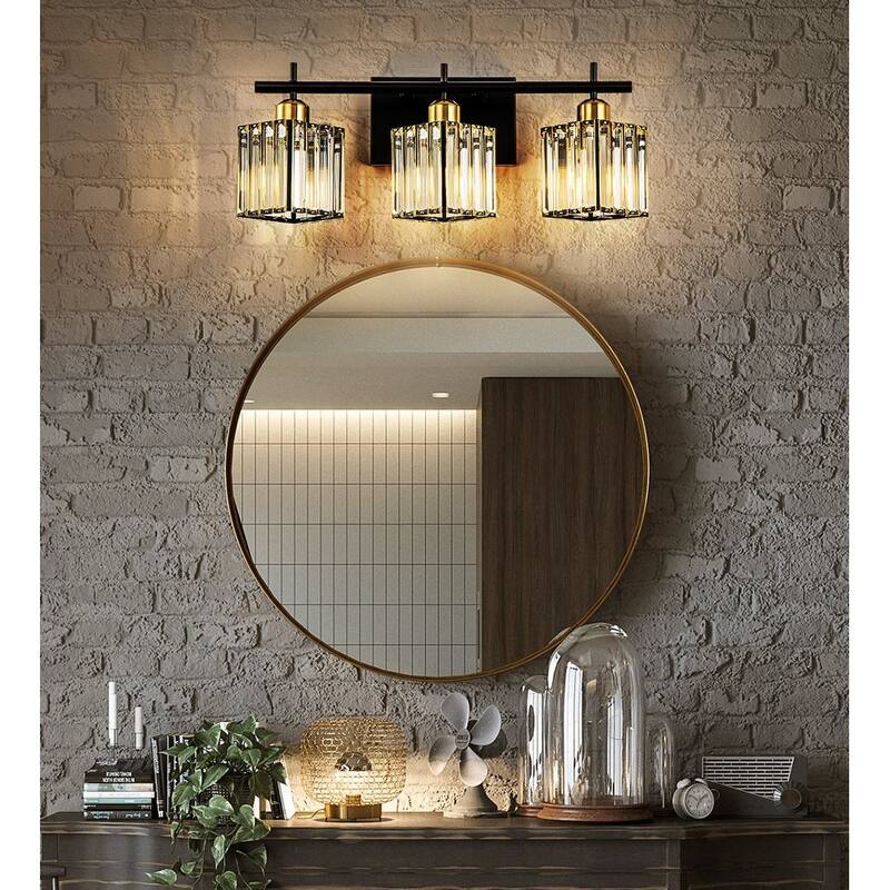 Starsky 3/4-Light Modern Dimmable Bathroom Crystal Vanity Light Wall Sconces with Crystal Shade