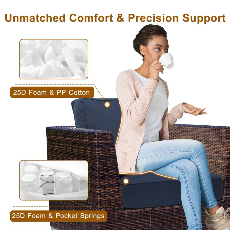 Aoodor 25x25x6 Inch Outdoor Patio Chair Cushions Set, Weather-Resistant Sunbrella Fabric Outdoor Cushion