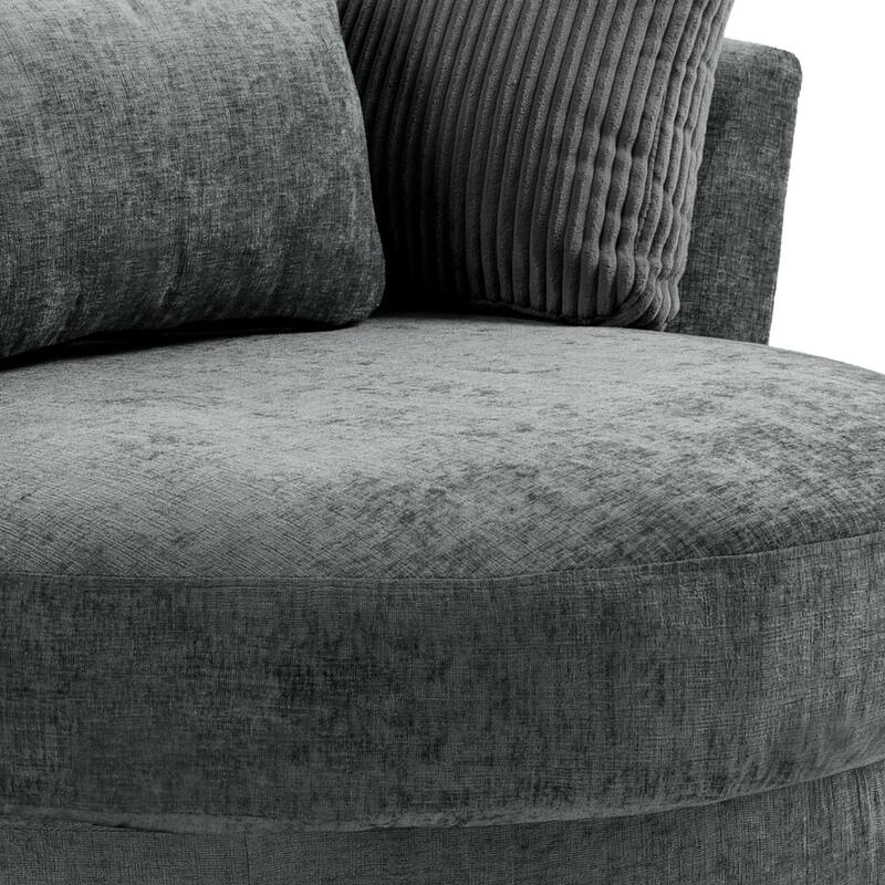 Upholstered Accent Swivel Barrel Armchair Club Chair with Pillows