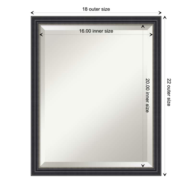 Stylish Black Beveled Wood Framed Wall Mirror - Stylish Black - Glass Size 16x20