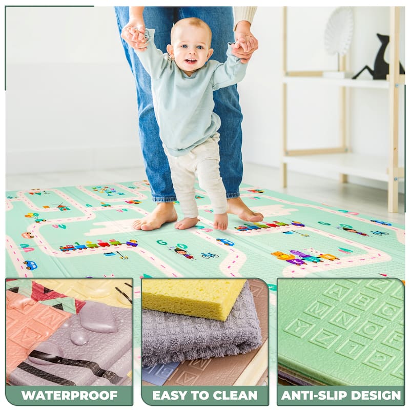 Sorbus Foldable Baby Kids Play Mat, Floor Foam Mats with Travel Bag - Waterproof Foldable - 78" x 70" x 0.4" - 78 x 70 x 0.4”