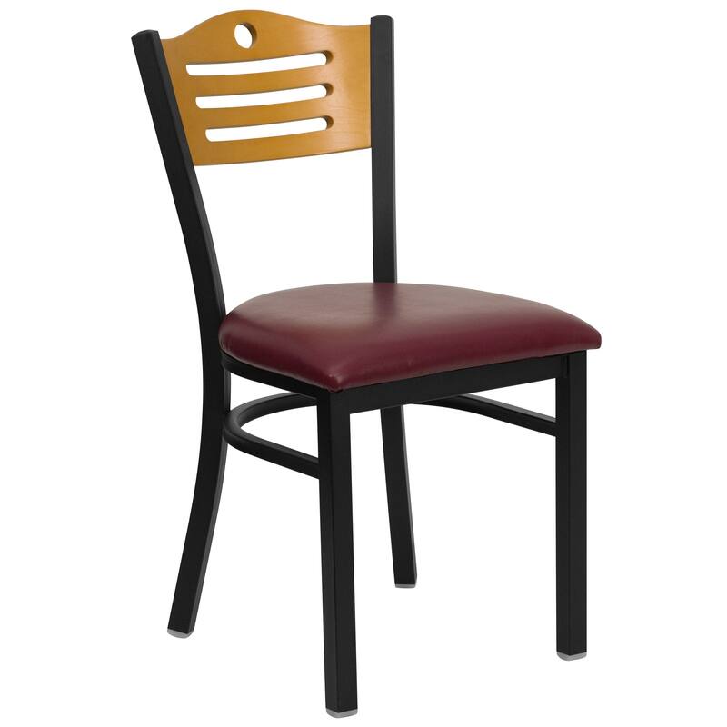 Slat Back Metal Restaurant Chair - 16.75"W x 21.5"D x 32.75"H