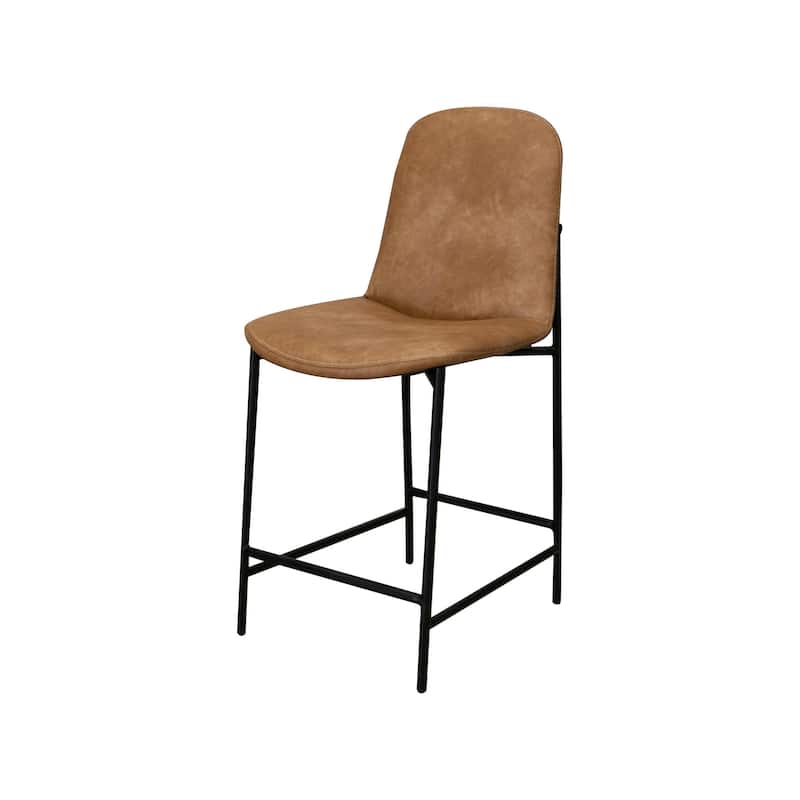 Reeve Counter Height Chair, Water-Resistant Cognac Brown Faux Leather