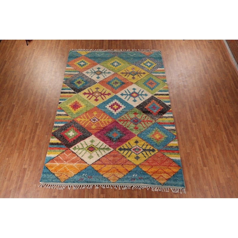 All-Over Trellis Moroccan Oriental Area Rug Handmade Wool Carpet - 8'11" x 12'3"