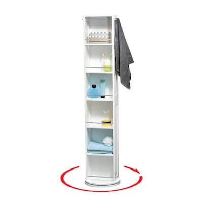 Rotating Storage Cabinet Full-Length Mirror 360-Degree Swivel - 66 5/8''H x 12''L x 14.4'' base diameter