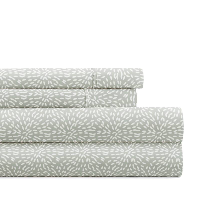 Delicate Details Patterned Ultra-Soft Bed Sheet Sets - Modern Circles Green Mist - California King