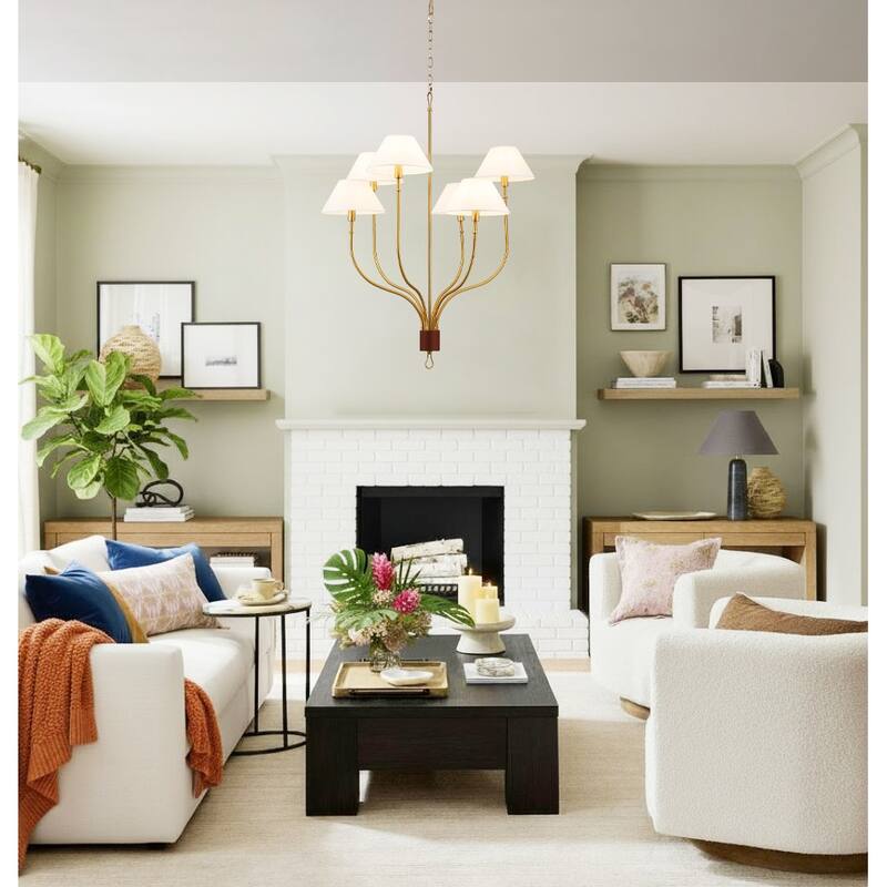 Griffin 6-Light Large Chandelier with Staggered Tail Design and Artisan Leather Accents