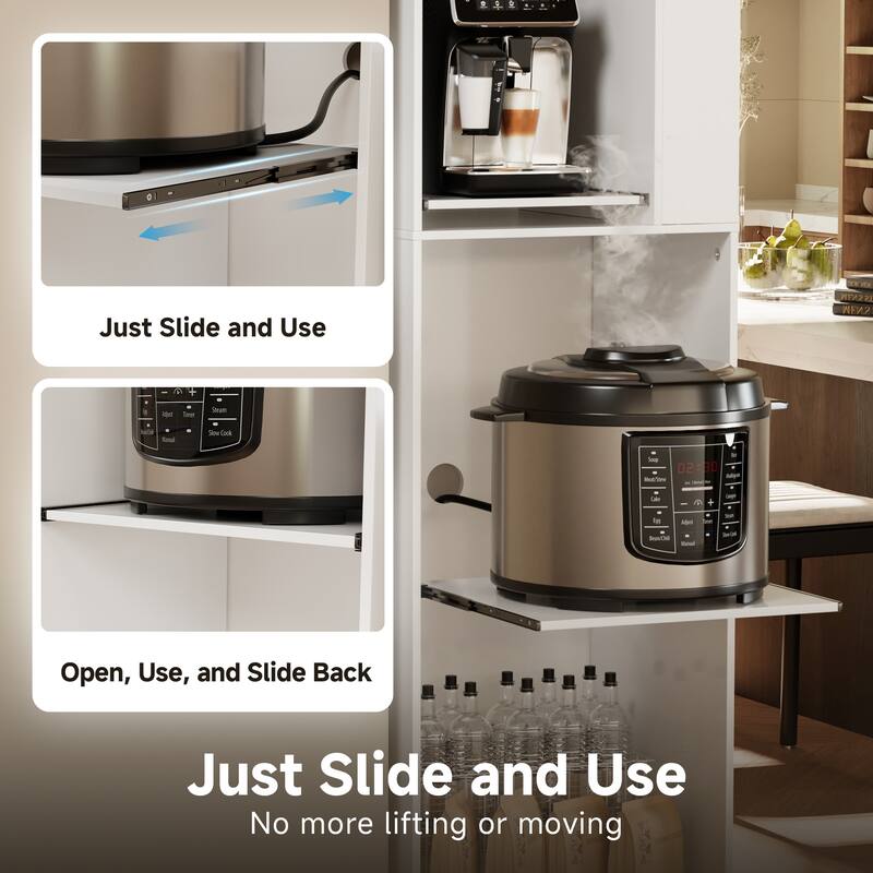 Slim Kitchen Storage Cabinet with 3 Pull-Out Shelves, Tall Pantry Organizer for Small Spaces