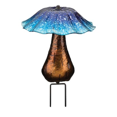 Solar Toadstool Stake - Blue - 11"X11"X13.75"