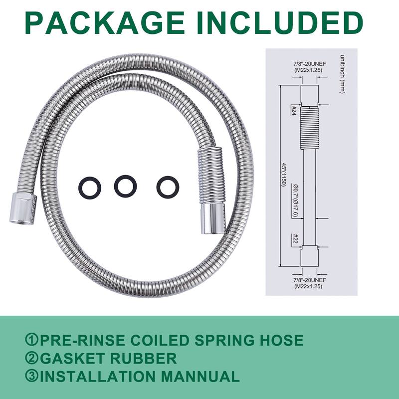 WOWOW Pre-Rinse Stainless Steel Hose for Commercial Sink Faucet