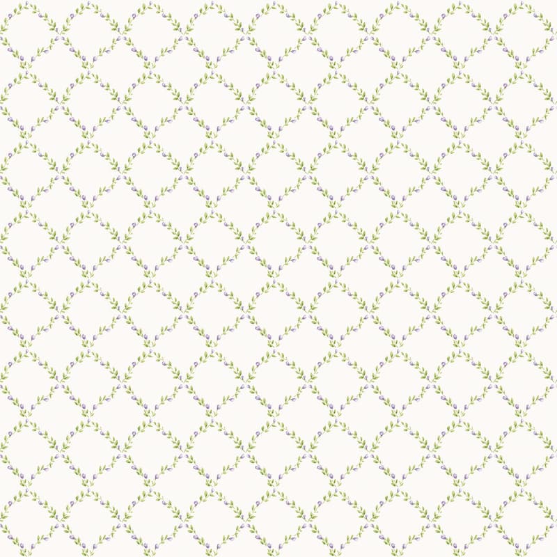Galerie Wallcoverings Miniatures 2 Mini Floral Motif Design Vinyl on Non-woven Matte Wallpaper Roll - 33 feet x 21 inches - Purple