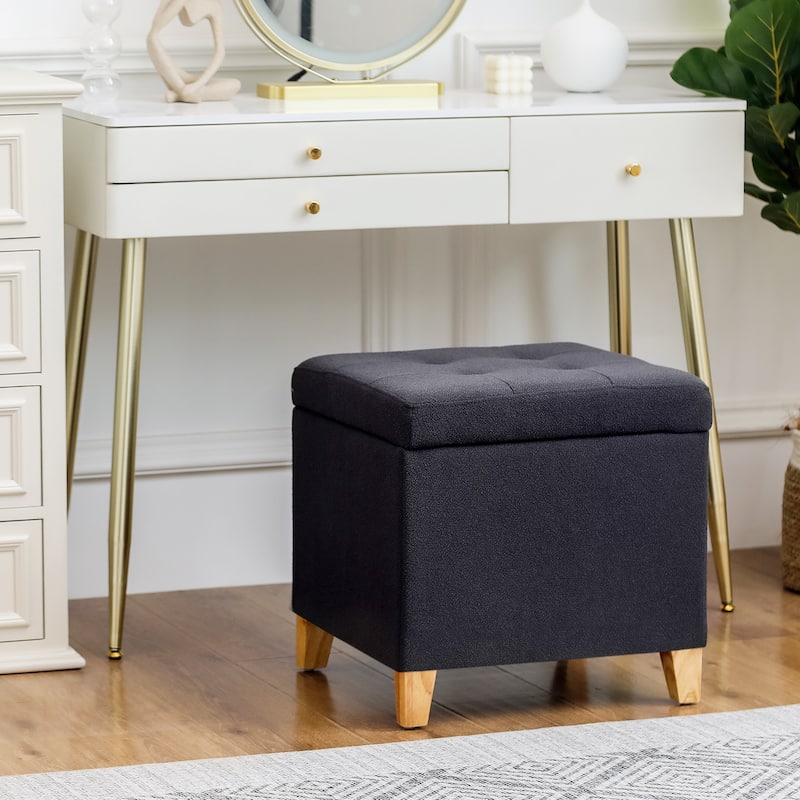 Adeco Bonded Leather Square Tufted Cubic Cube Storage Ottomans