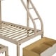 preview thumbnail 7 of 16, Full Over Twin & Twin Velvet Triple Bunk Bed with Drawers & Guardrails, Solid Wood Detachable Triple Bedframe for 3 Kids/Adults