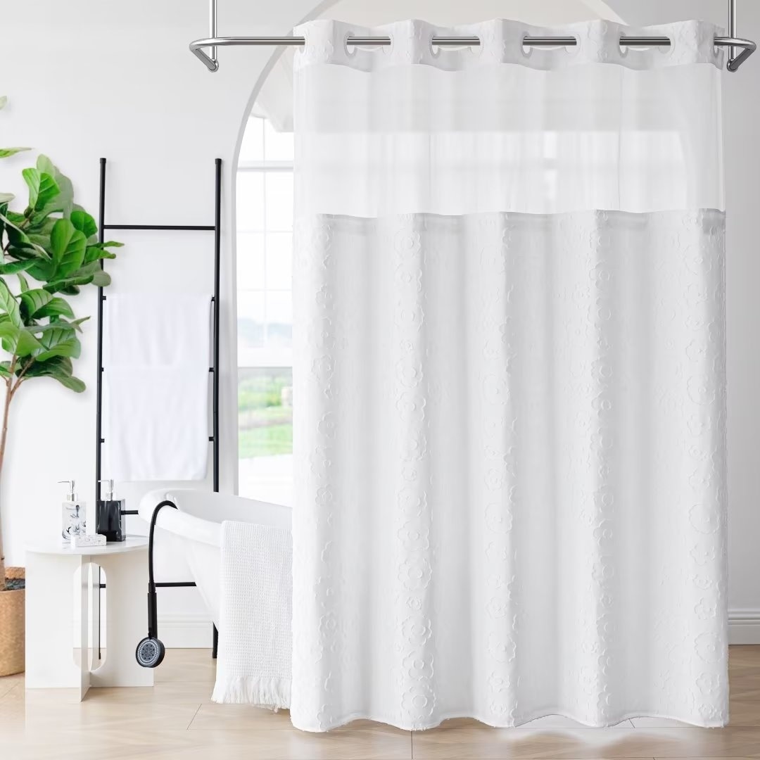 Lucina Cotton Textured Shower Curtain White