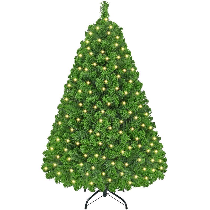 Yaheetech Pre-lit Flocked Artificial Christmas Tree with Foldable Stand