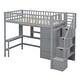 preview thumbnail 33 of 37, Twin Size Loft Bed with Storage Stairs, Desk and Wardrobe， Combination Wood Children's Bed Frame with Bookshelf, Drawers