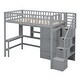 preview thumbnail 7 of 17, Twin size Loft Bed with Bookshelf, Drawers, Desk and Wardrobe, Grey