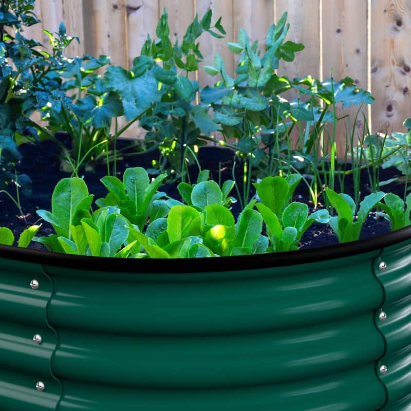 VEIKOUS 23.1''H Metal Galvanized Raised Garden Bed 9-in-1 Modular Outdoor Planter Box - N/A