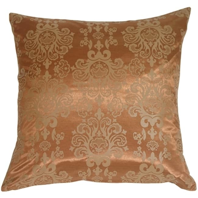 Copper with Copper Baroque Pattern Throw Pillow with Polyfill Insert