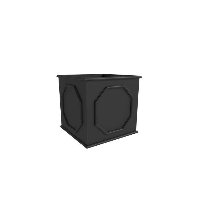 Sprout Modern Fiberstone Square Planter Pot with Drainage Holes for Home Garden Yard Patio Porch Office- No Assembly Required - 10.2" - Black