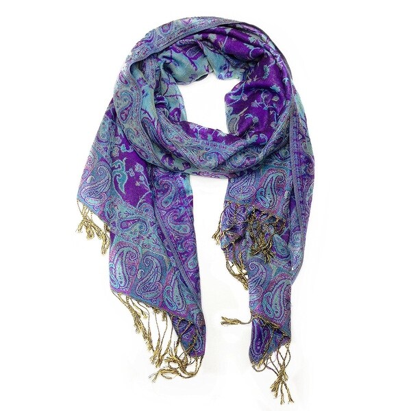Reversible Paisley Pashmina Shawl Wrap Elegant Colors - 72" x 27"