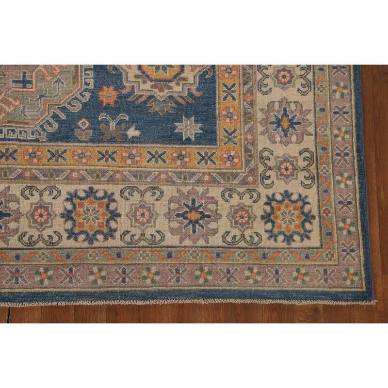 Blue Kazak Living Room Area Rug Handmade Wool Carpet - 6'8" x 9'9"