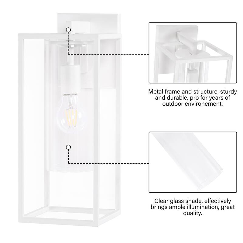 2 Pack Metal 1-Light Clear Glass Outdoor Wall Sconce Light