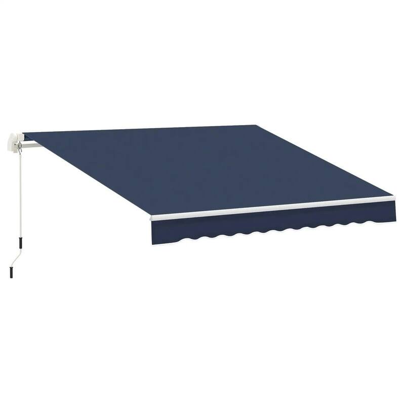 10' x 8' Retractable Patio Awning, Manual Crank, UV Waterproof Fabric