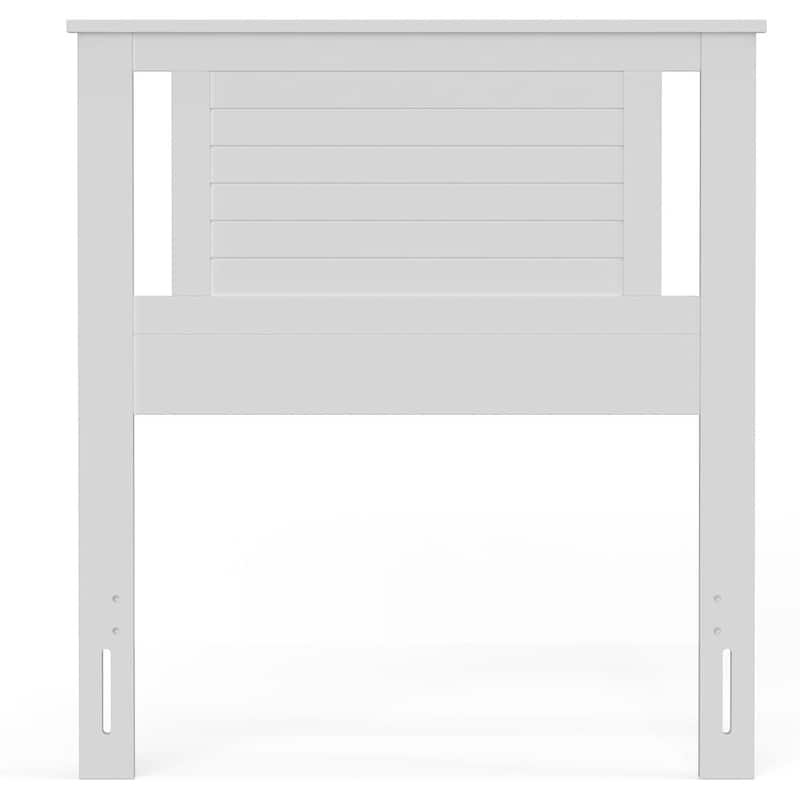 White Rubber Woode Headboard with Horizontal Slat Design for Standard Bed Frames