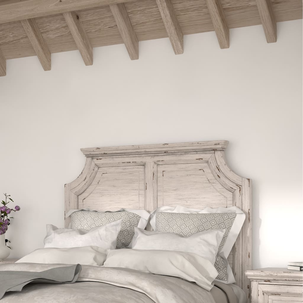 Palisade Distressed Antique White Panel Headboard