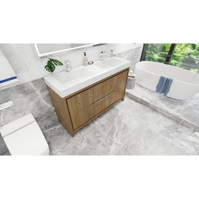 Dove 60'' Freestanding Vanity with Double Reinforced Acrylic Sink