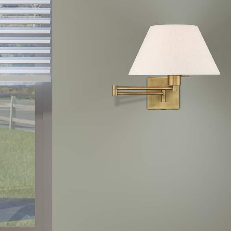 Livex Lighting 1-Light Oatmeal Shade Swing Arm Wall Lamp, 40038