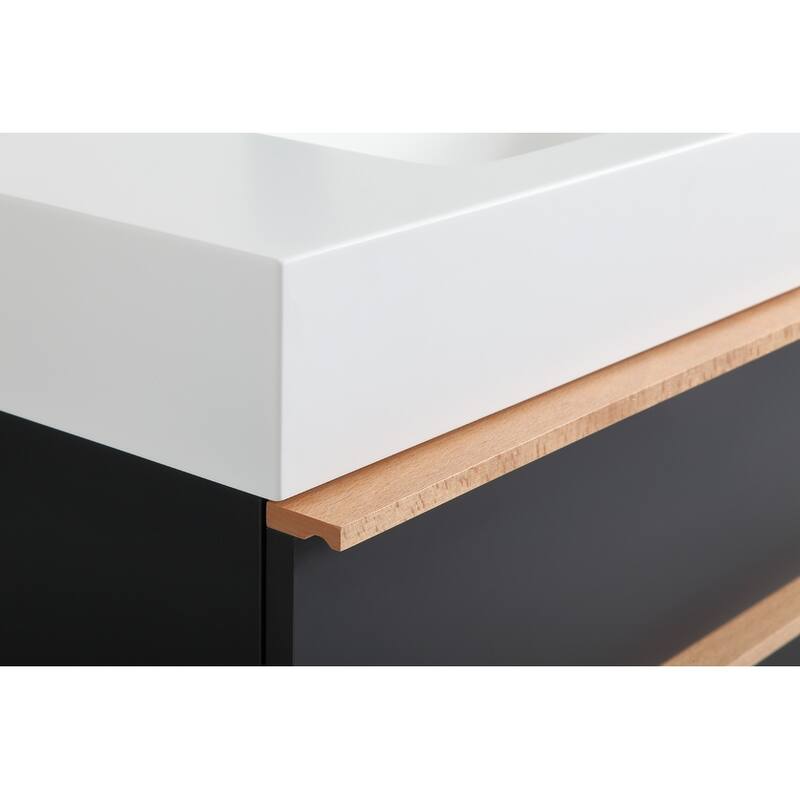 24 Inch Floating Modern Bathroom Vanity with Integrated Acrylic Sink, 2 Soft-Close Drawers and Pre-Assembled Design