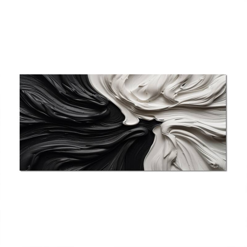 Designart "Black White Marbled Dreamscape Iv" Modern Geometric Wall Art Prints