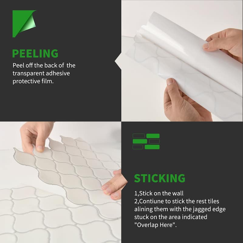 Art3d Lantern Mosaic Tile Peel and Stick Backsplash, 12''X 12'' , For Kitchen & Bathroom