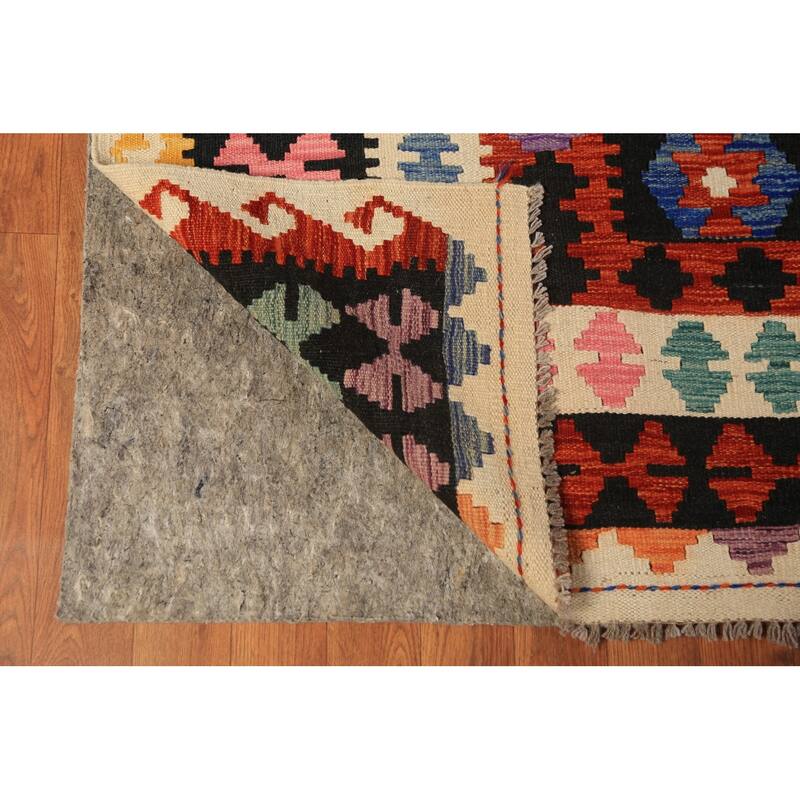 All-Over Geometric Kilim Oriental Large Rug Flatweave Wool Carpet - 10'1"x 15'11"