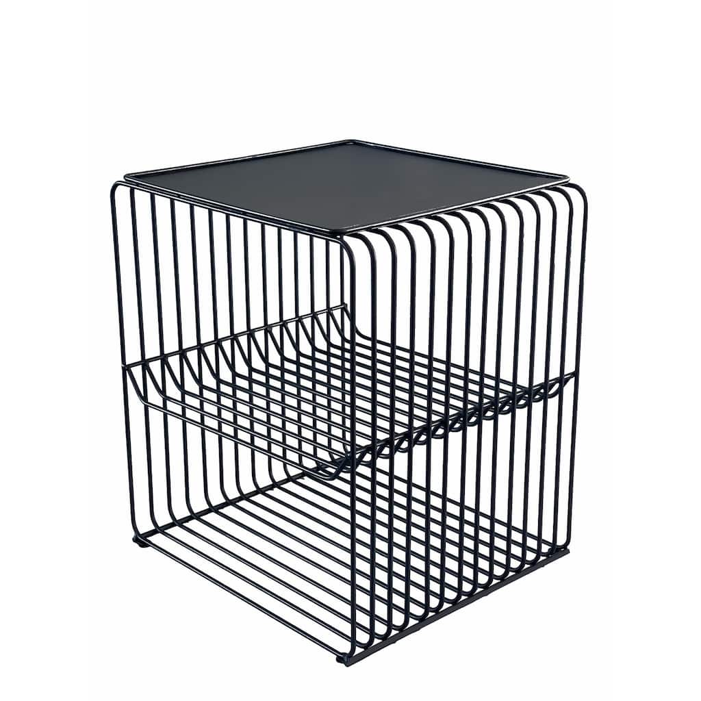 18 in. Black Rectangle Metal End Table, Sturdy Build End Side Table for Living Rooms