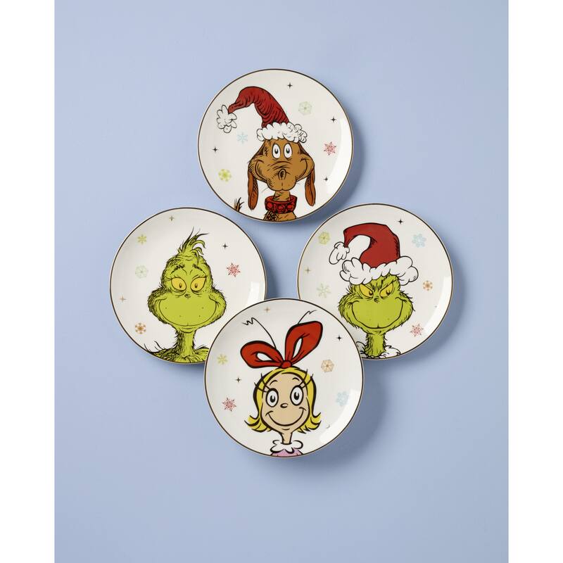 Lenox Merry Grinchmas Accent Plates, Set of 4, Assorted