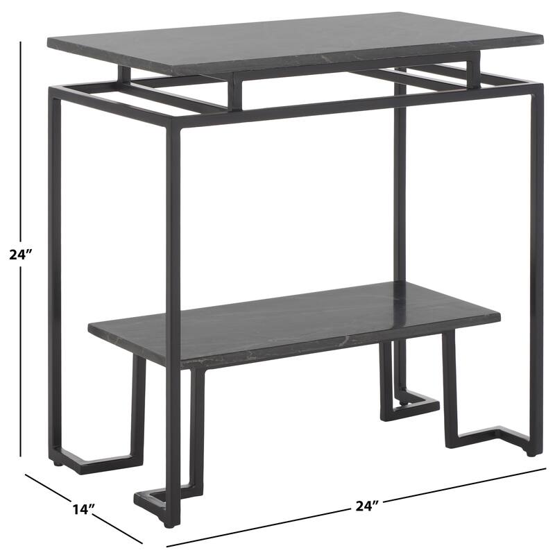 SAFAVIEH Malvina Single Shelf Rectangle Accent Table - 24" L x 14" D x 24" H - 24Wx14Dx24H - Marquine Black Marble