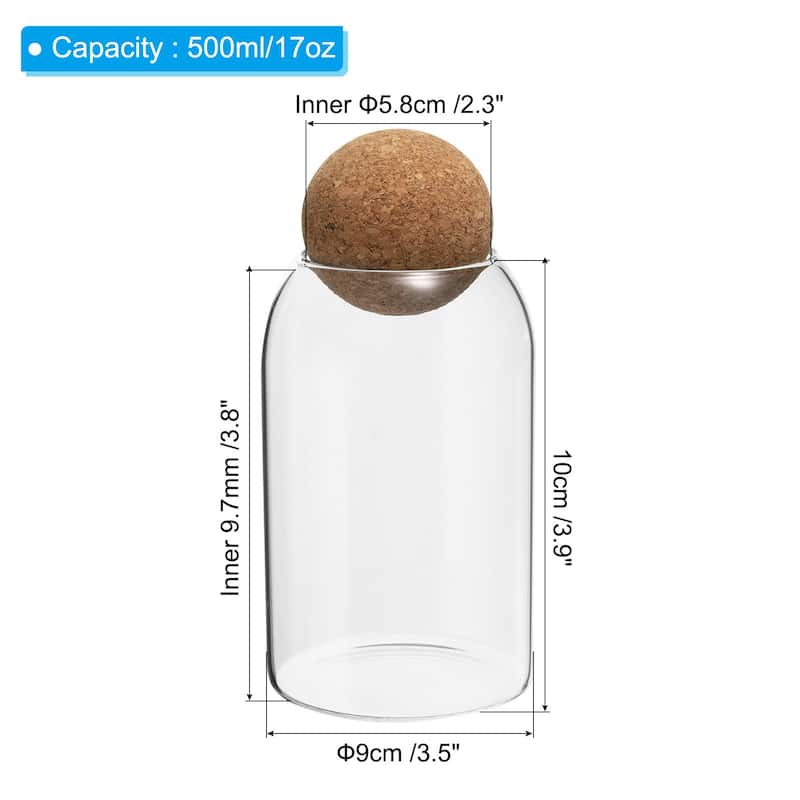 17oz Glass Storage Container with Ball Cork Kitchen Glass Jar Candy Jars - Transparent - Transparent