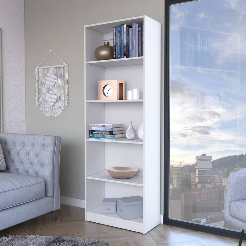 Bookcase 4-Shelves Benzoni, Office, White,High quality and durable