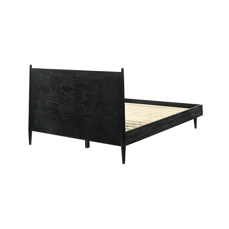 Artemio Black or Walnut Wood 3 Piece Bedroom Set with Grey Upholstered Headboard
