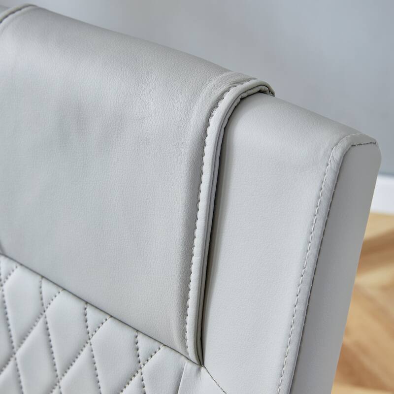 Modern 7-Piece Dining Table and Chair Set, 63" Faux Marble Glass Table with Stainless Steel Legs and PU Dining Chair