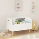 preview thumbnail 1 of 7, Wooden Kids Toy Storage Organizer with Flip-Top Lid and Safety Hinge White