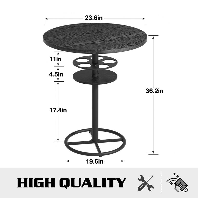 VECELO Bar Table Set, Round Bistro Bar Table Wooden Top, Sturdy Metal Frame with Pedestal, Set of 1/3