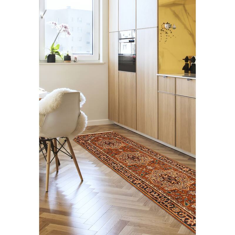 ECARPETGALLERY Hand-knotted Serapi Heritage Copper Wool Rug - 2'6 x 11'11