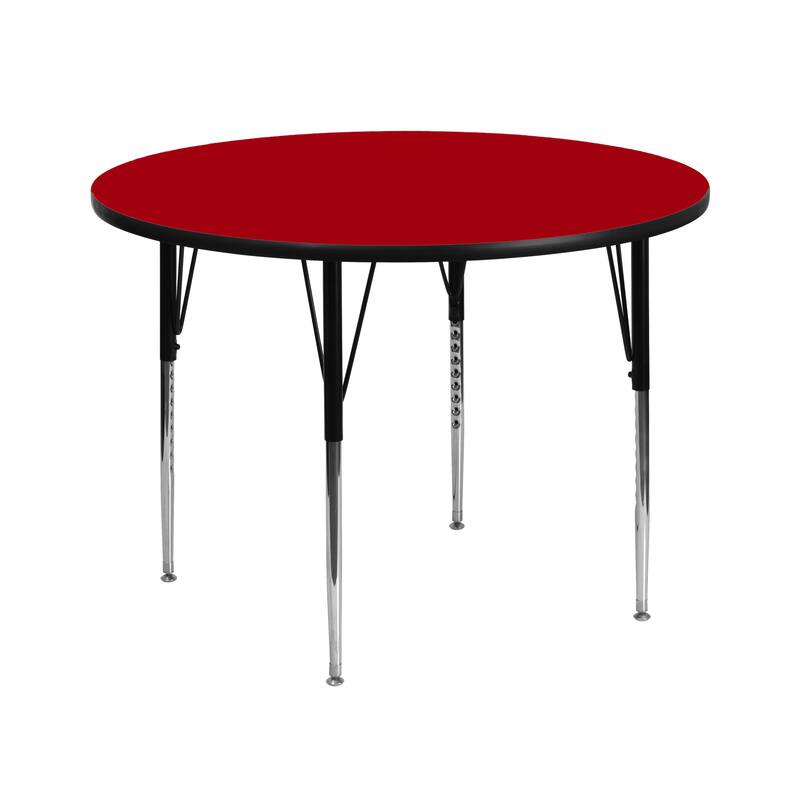 42'' Round Thermal Laminate Activity Table - Adjustable Legs - Red