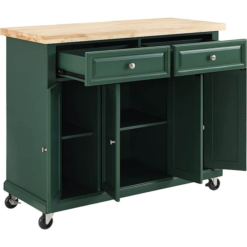 Kitchen Island Cart with Storage & Wheels - Rolling Kitchen Workstation for Food Prep & Serving