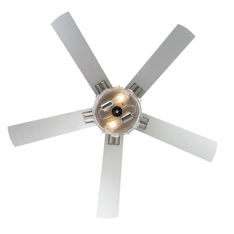 52" Reversible 5-Blade Farmhouse Glam Floral Glass Caged Ceiling Fan with Light and Remote