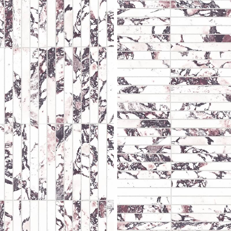 Merola Tile Touche Brick Stacked Rubis 11-3/4" x 11-3/4" Porcelain Mosaic Floor and Wall Tile - (1 Tile)